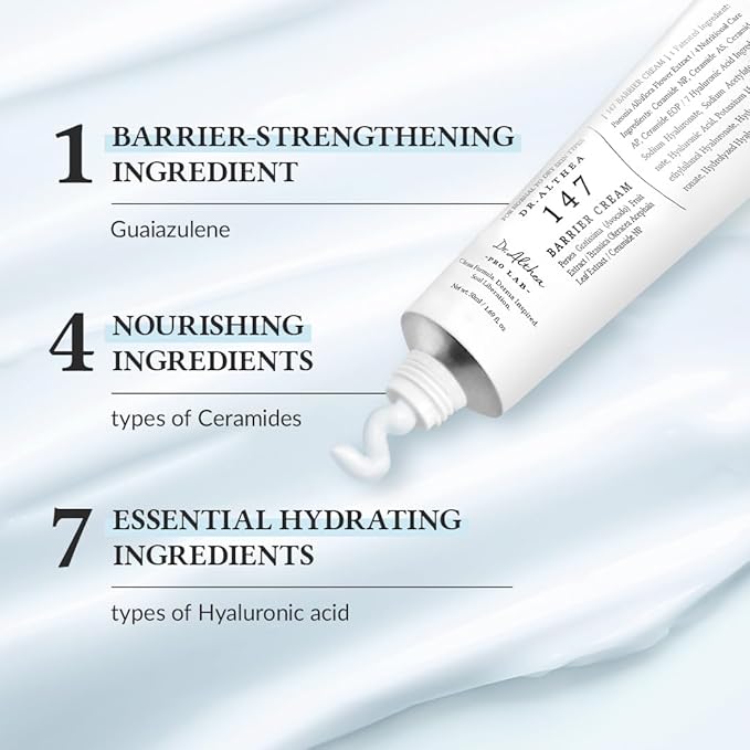Dr.Althea 147 Barrier Cream | Daily Skin Barrier Repair Care | Deep Hydrating with Hyaluronic Acid & Ceramides | Korean Vegan Skin Care for All Skin Types | 1.7 Fl Oz