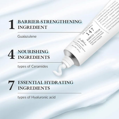 Dr.Althea 147 Barrier Cream | Daily Skin Barrier Repair Care | Deep Hydrating with Hyaluronic Acid & Ceramides | Korean Vegan Skin Care for All Skin Types | 1.7 Fl Oz